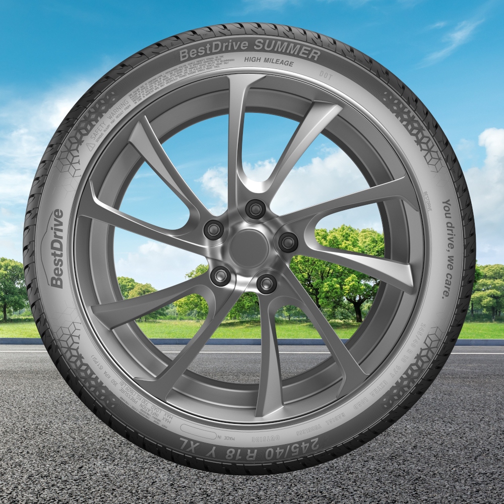 Country road and green forest natural landscape under the blue sky
