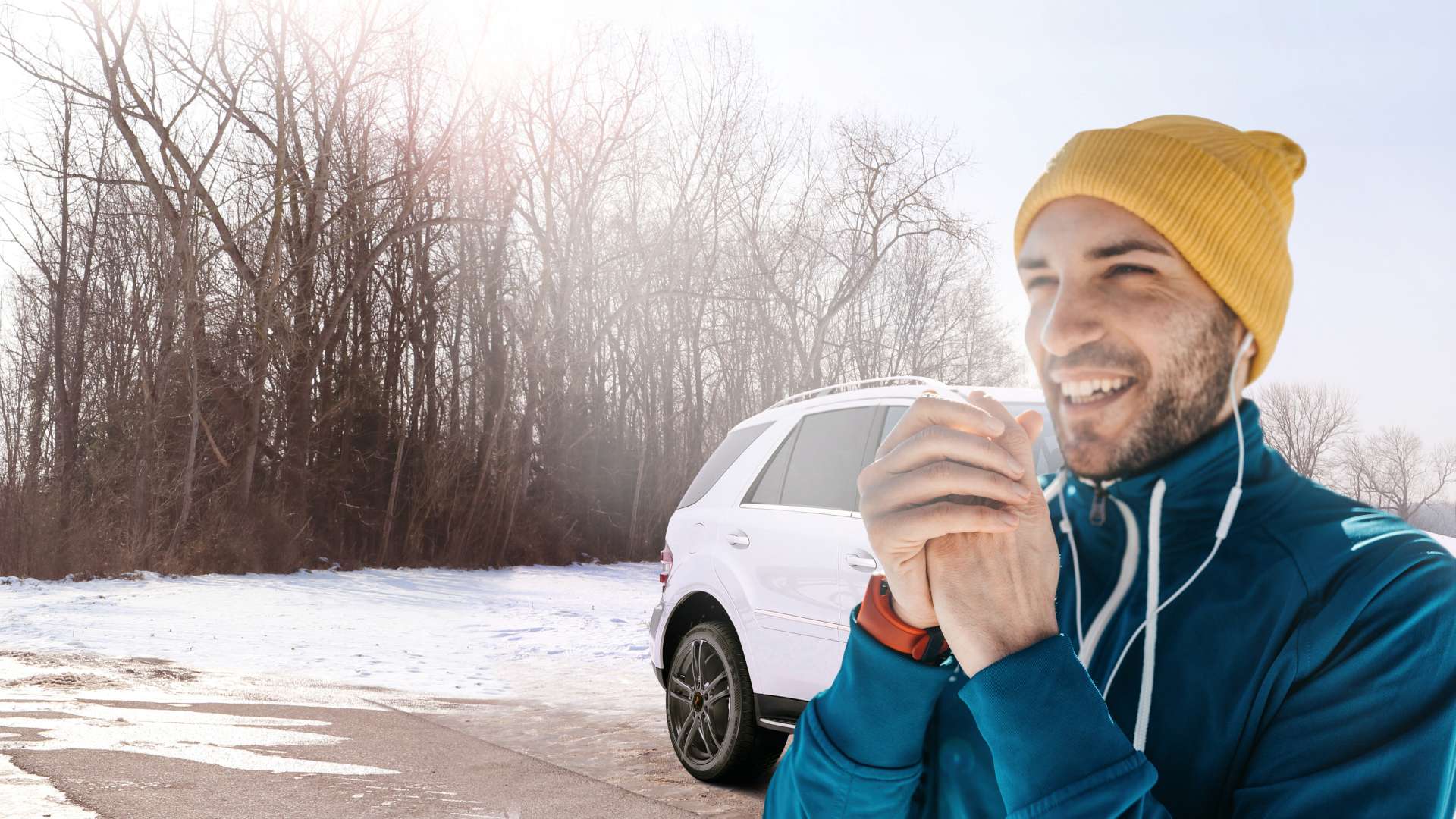 Man stretching for better results on running track